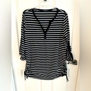 Black And White Striped Tunic Top Size XL
